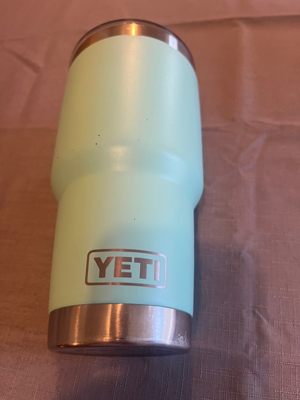 Yeti Rambler Tumbler in Mint Green with Stainless Accents (missing straw)